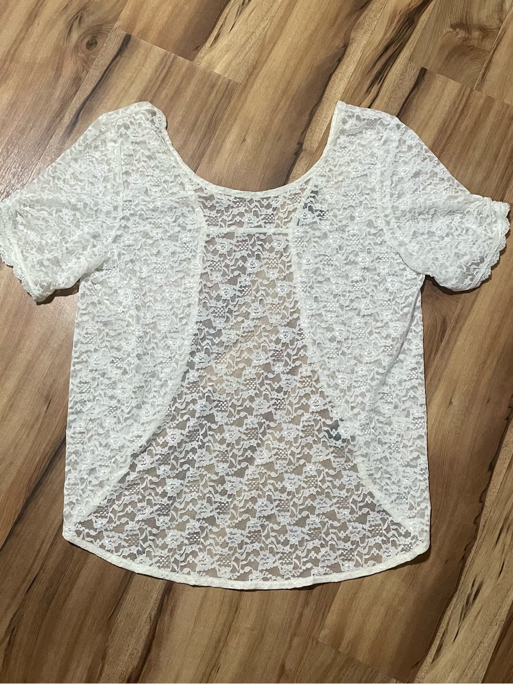 Victoria's Secret White Floral Lace Open Back Top L Coquette Fairycore Sheer Y2K